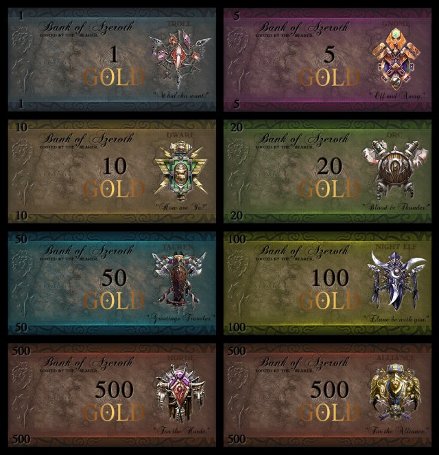 World of Warcraft Monopoly Money Set alternative version