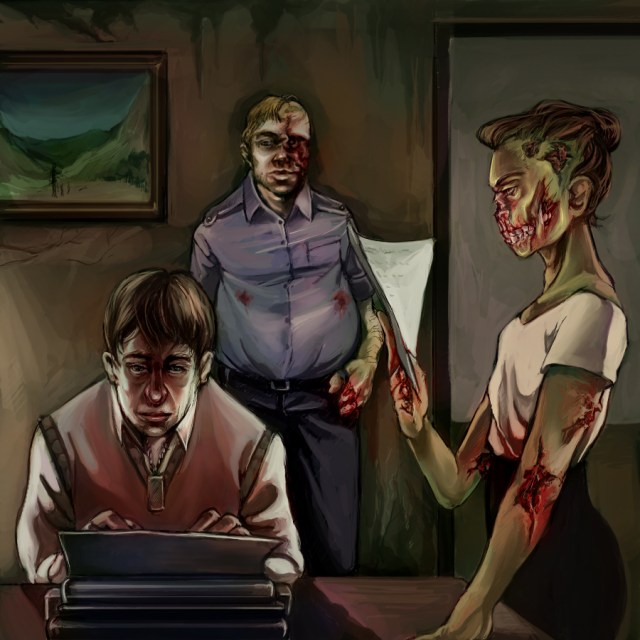 Zombie writer by aelur - http://techgnotic.deviantart.com/art/Zombie-writer-194750415