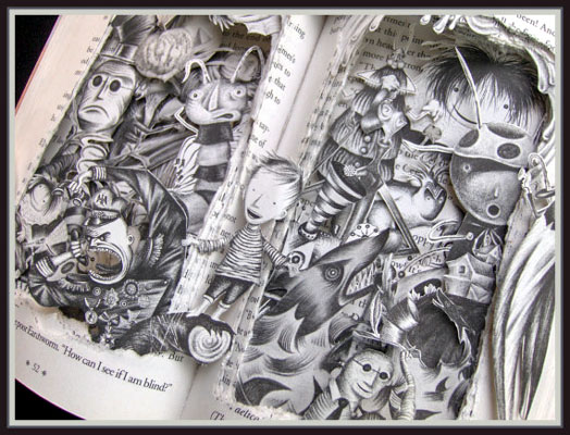 james-and-the-giant-peach-book-sculpture-detail